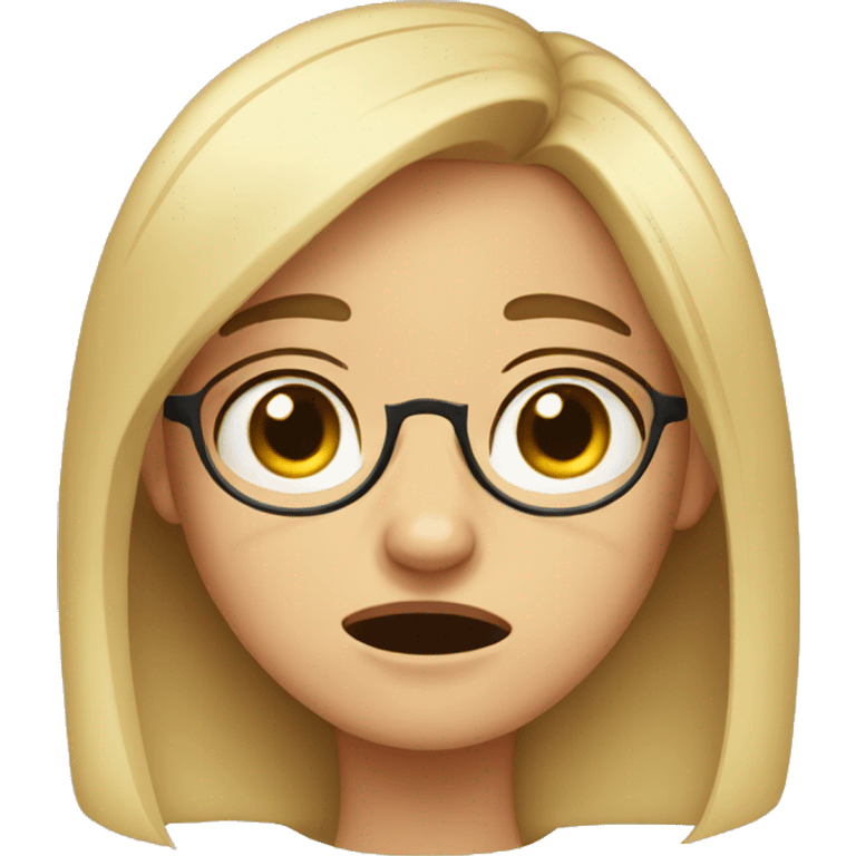 girl with glasses crying emoji