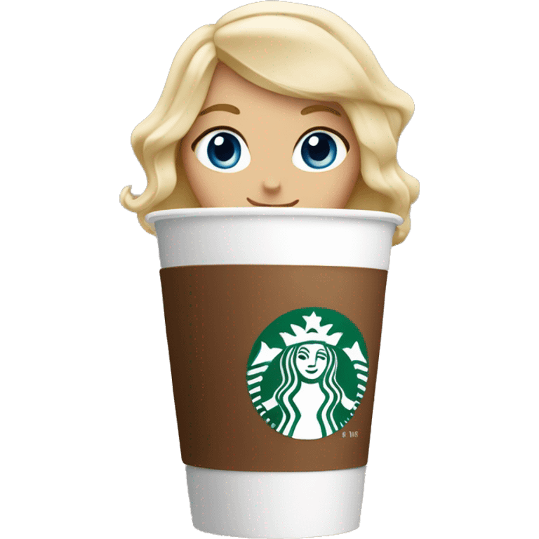 Starbucks cup drink with blonde girl blue eyes  emoji