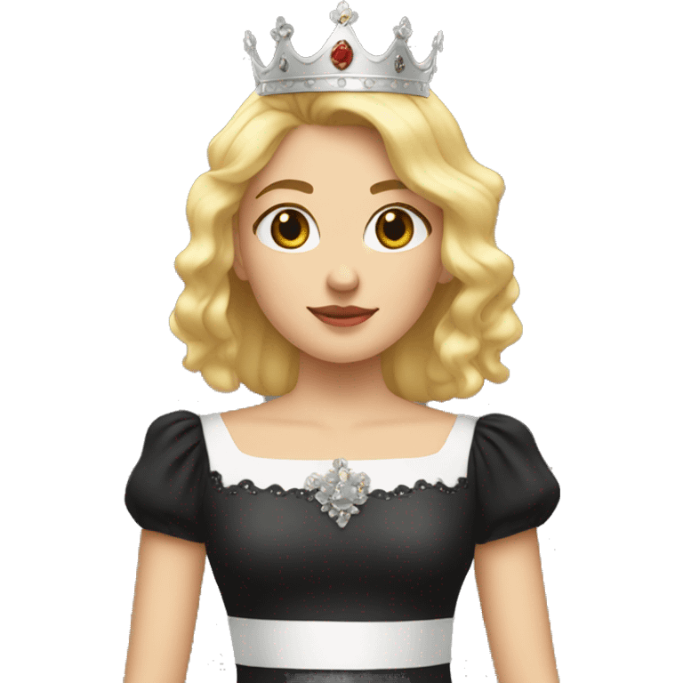 Blonde girl with a crown and a black Soot-cut blouse emoji