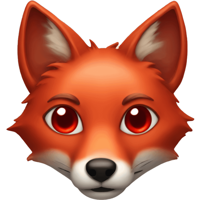 dark red fox face with tiny red heart instead of eyes emoji