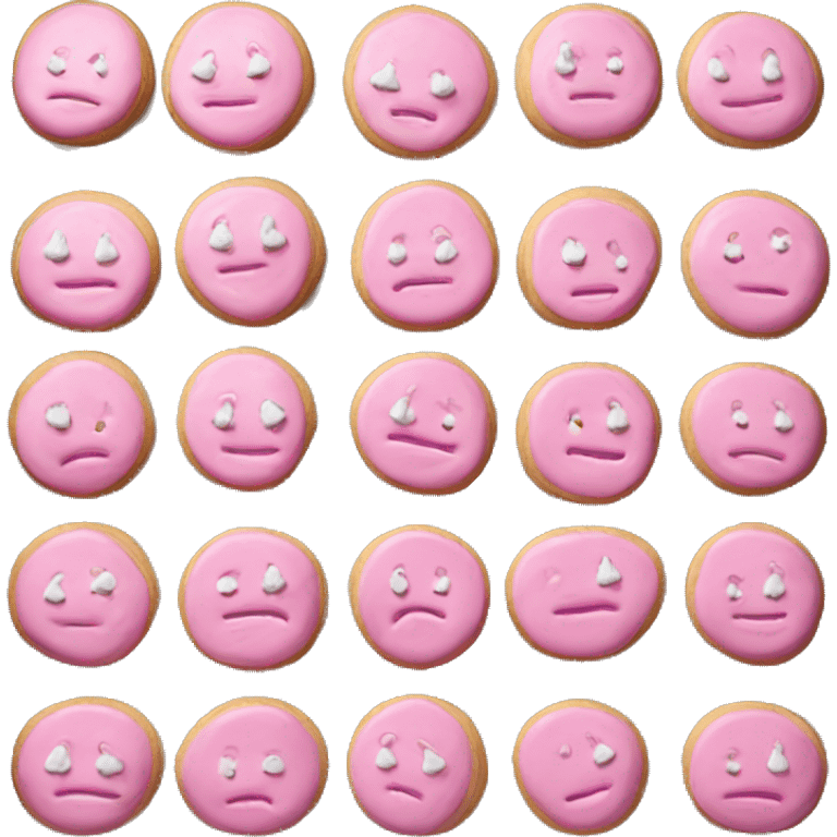 Realistic pink cookies placed on a baking pan. emoji