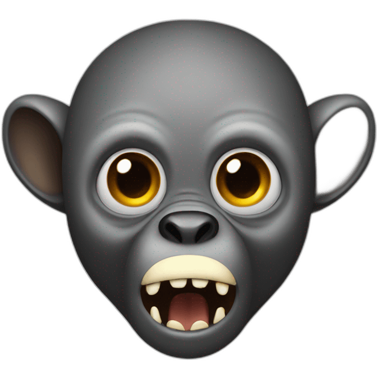 Primate with spider-like body and scary mouth emoji