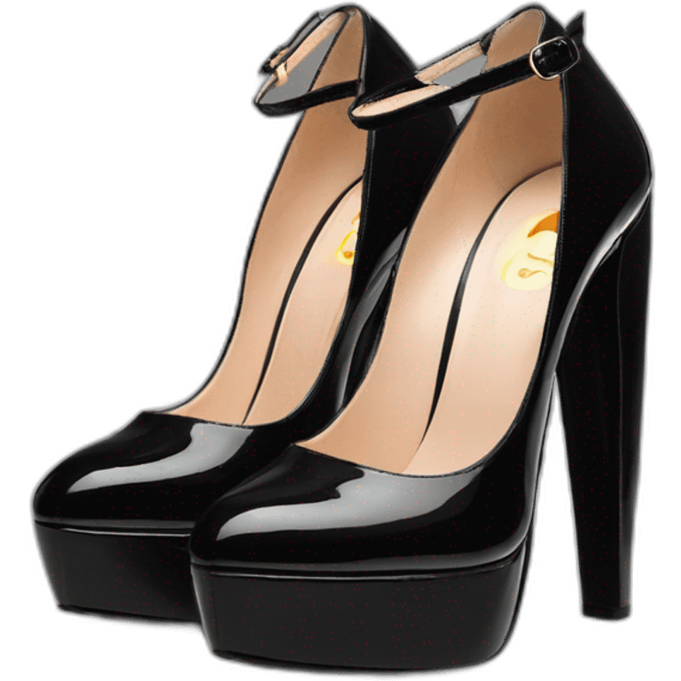 One view back Black Patent Leather Daffodile Platform Heels emoji