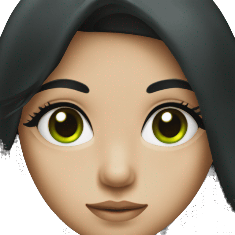 A girl with green eyes and black hair emoji