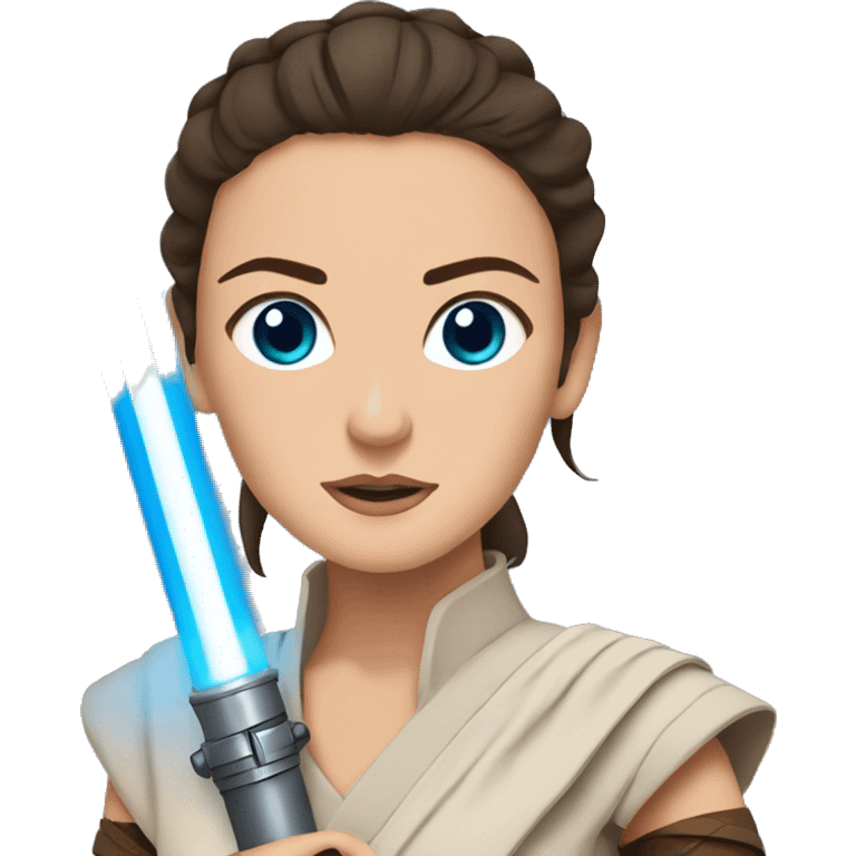 star wars rey with blue eyes and light saber emoji