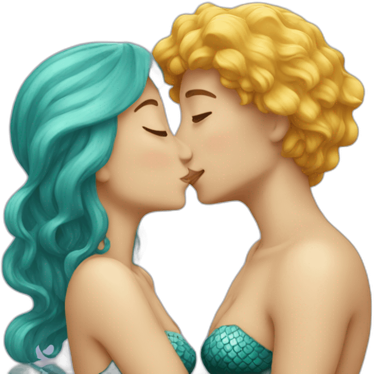 Mermaids kissing emoji