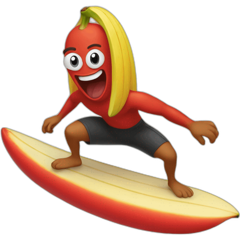 red banana surfing emoji