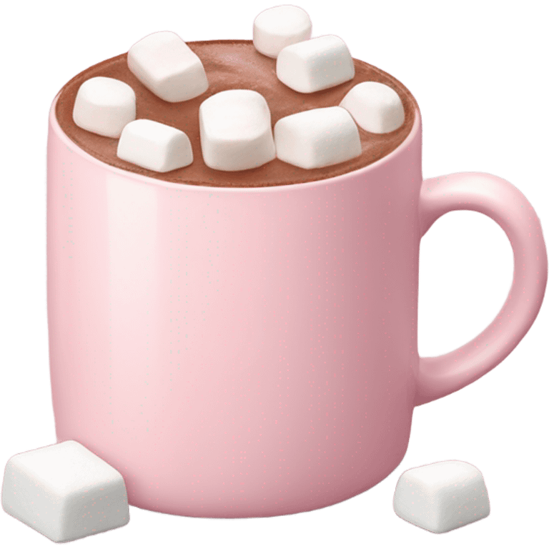 Light Pink mug of hot chocolate with marshmallows  emoji