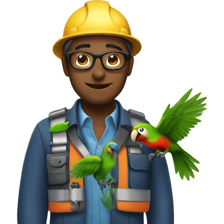 Engineer with a parrot on his shoulder emoji