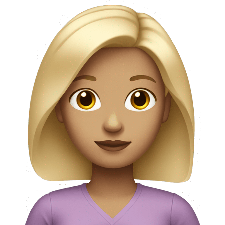 white american girl with blonde shoulder level hair emoji