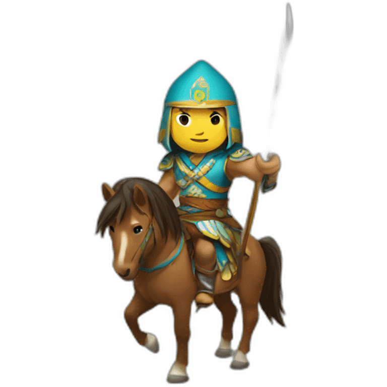 kazakh warrior in horse emoji