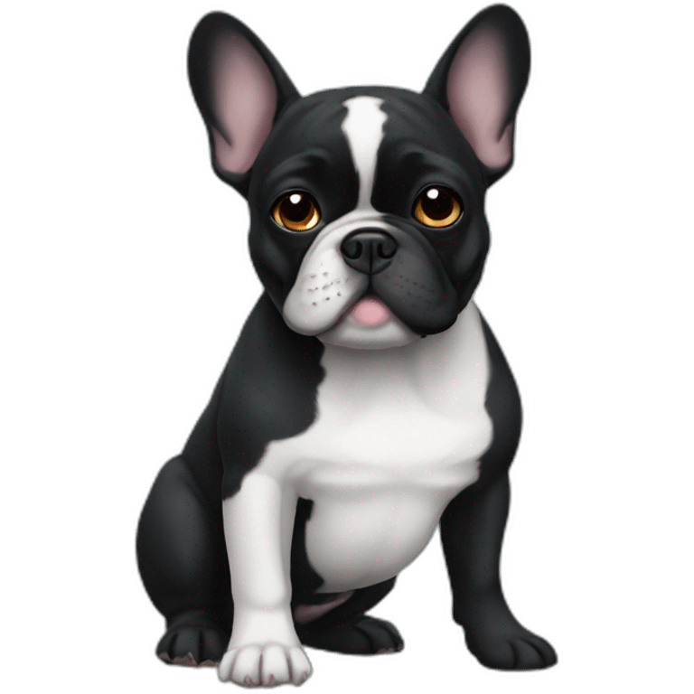 Black French bulldog with black eyes emoji