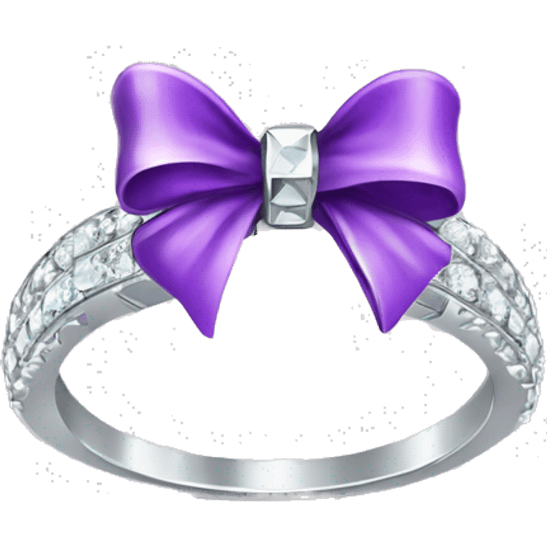 Silver diamond ring with a bow in purple emoji