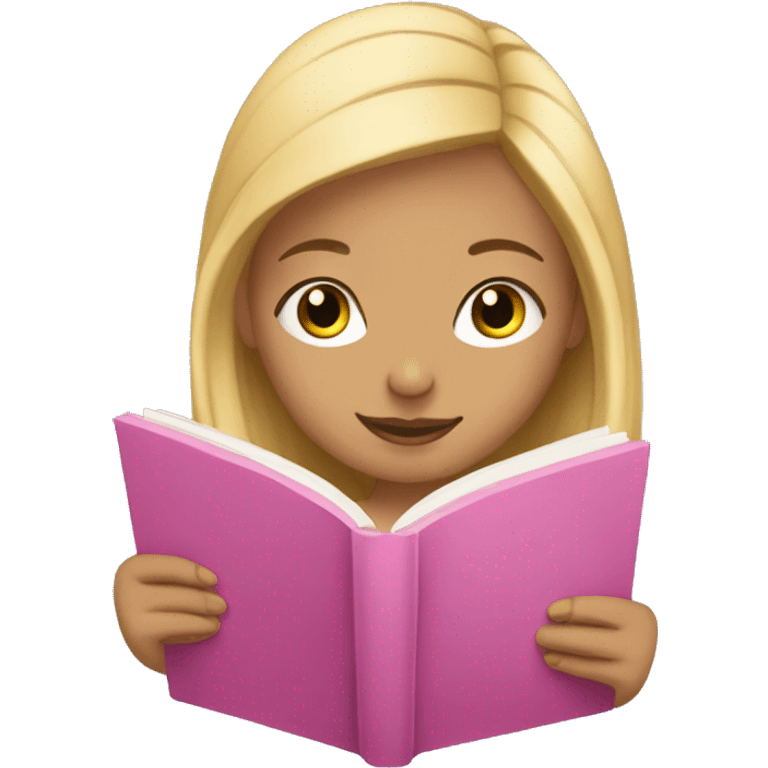 Girl reading book with blonde hair and pink streaks emoji