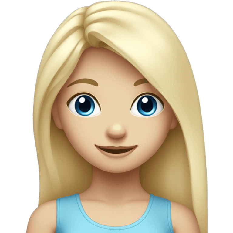 Cute blue eyed girl, long blond hair, doing yoga emoji