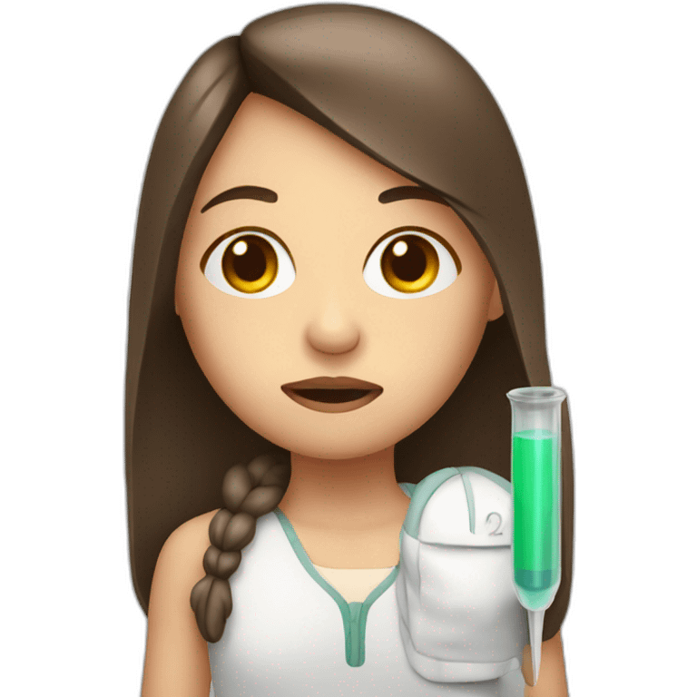 Illness girl with thermometer in the mouth emoji