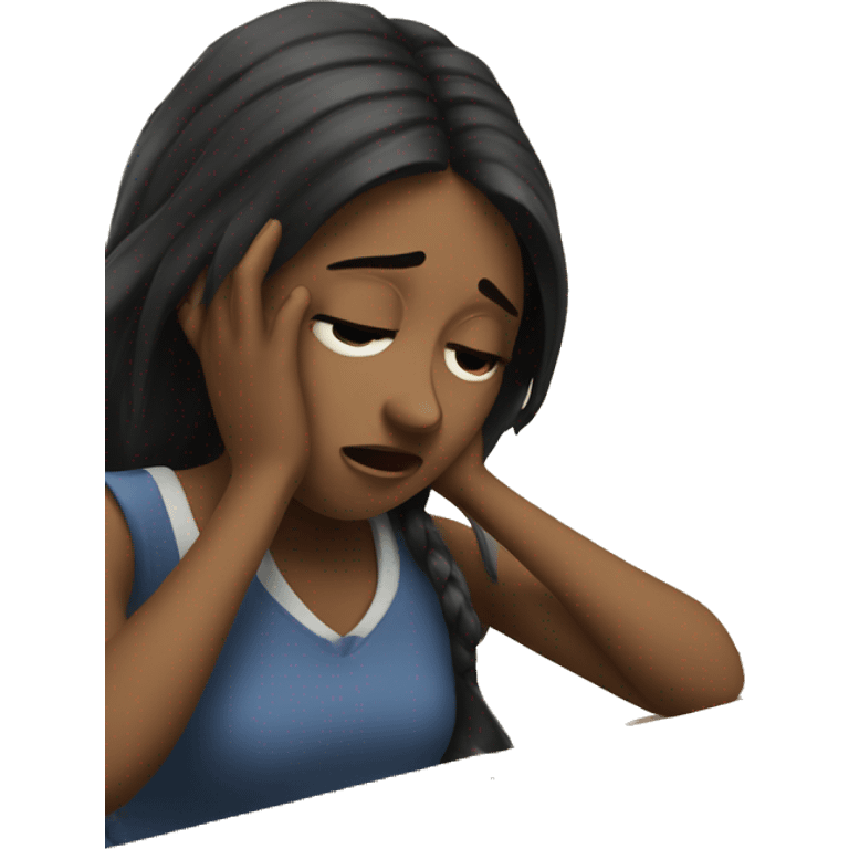 A girl crying while studying emoji