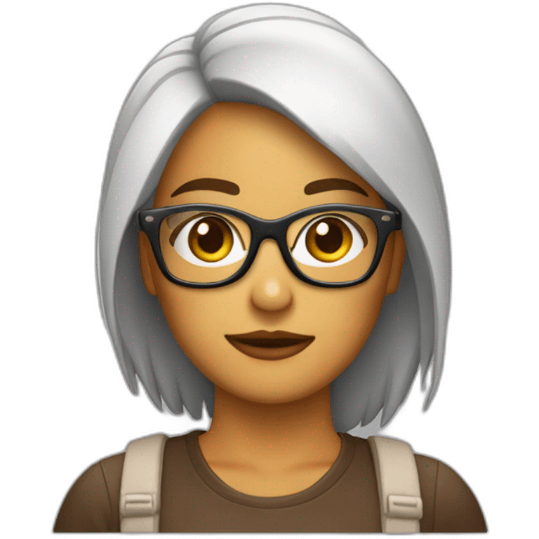 Chica pelo corto liso y marrón con gafas emoji