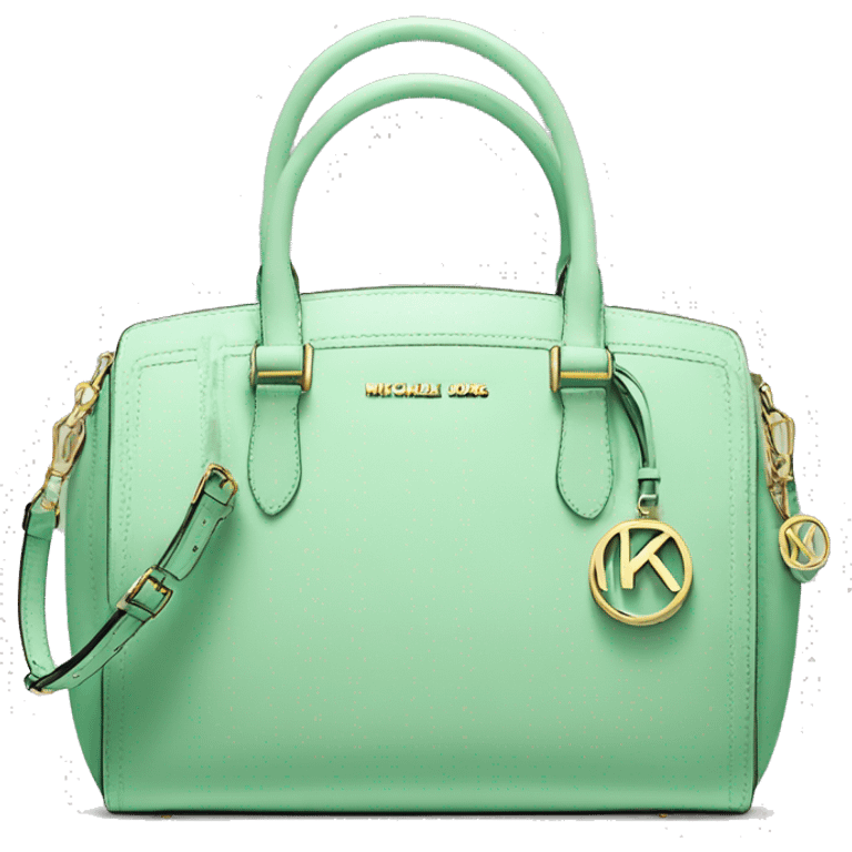 Realistic mint green designer Michael kors satchel purse. emoji