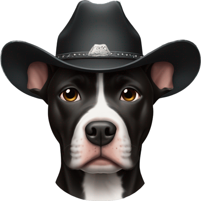 All Black pitbull wearing cowboy hat emoji