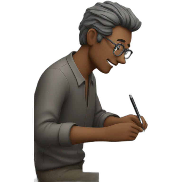 man writing document on computer emoji