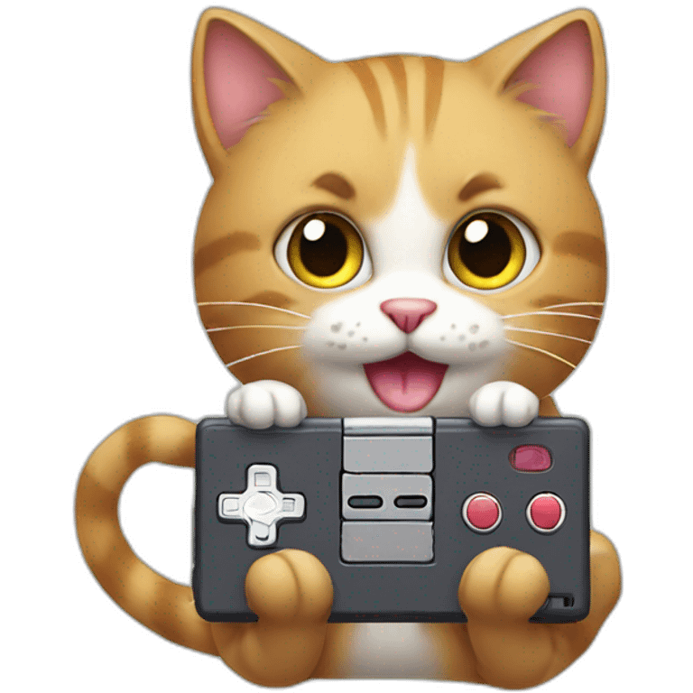 a cat playing gameboy emoji