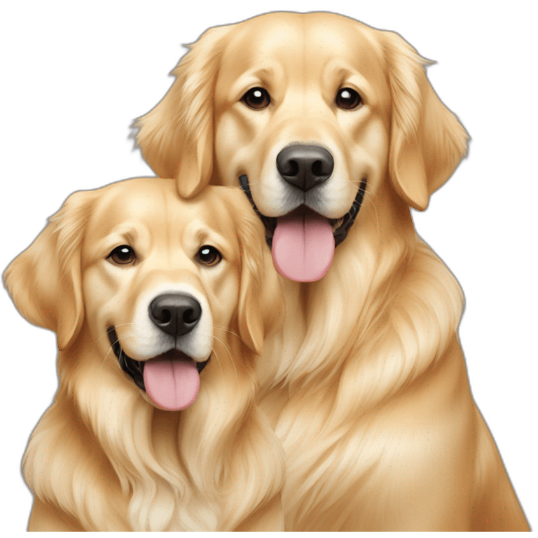 two golden retrievers, one is english cream emoji