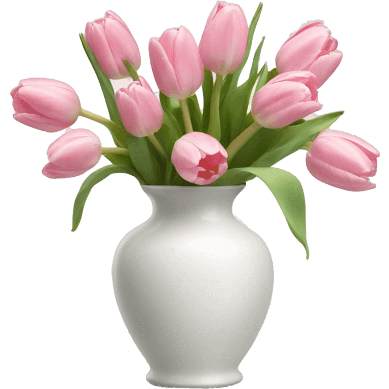 Light pink tulips in white vase emoji