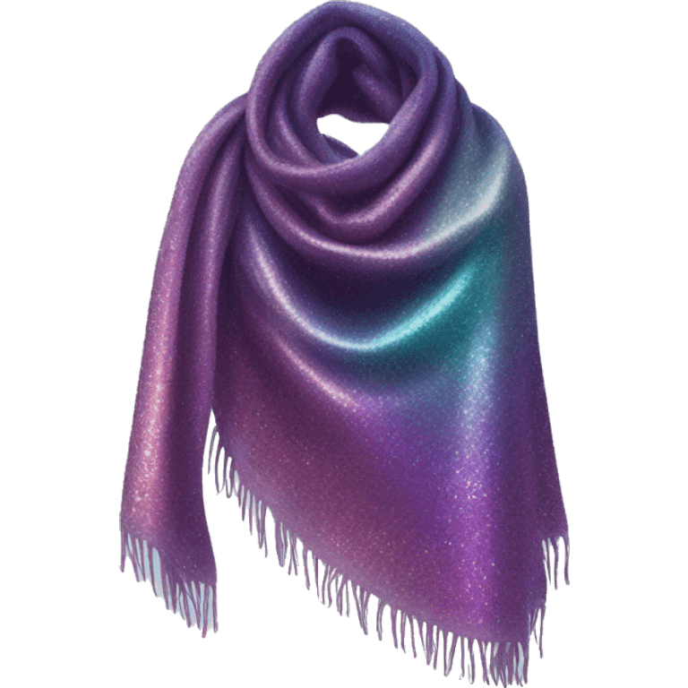 Realistic iridescent sparkle glitter winter scarf isolated. emoji