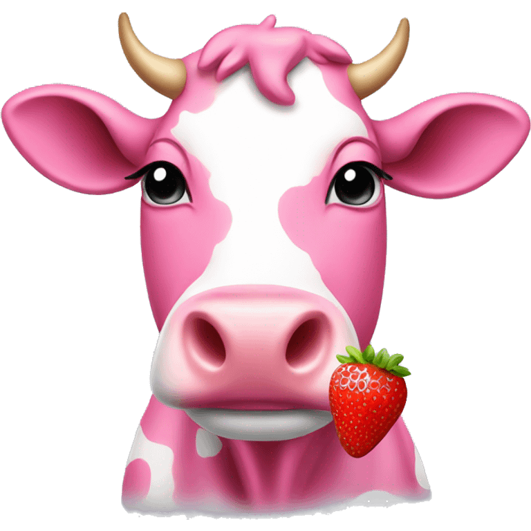 Pink cow with strawberries for spots  emoji