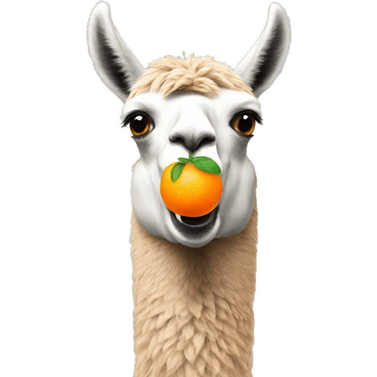 llama eating an orange emoji