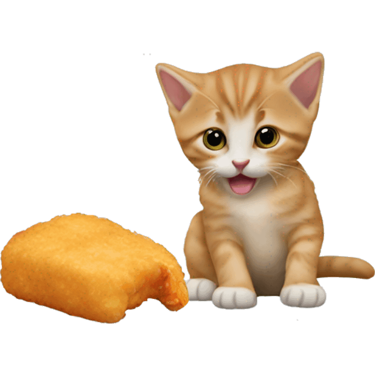 kitten eating a chicken nugget emoji