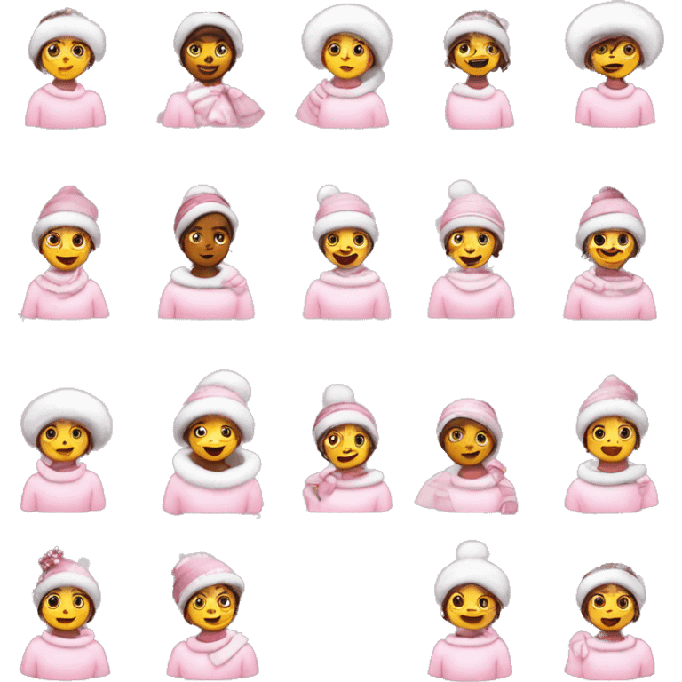 Coquette, snowman, light, pink, snowy full ￼ emoji