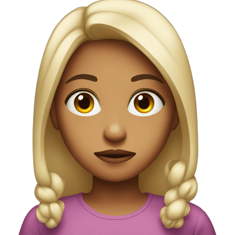 A girl looking suspicious  emoji