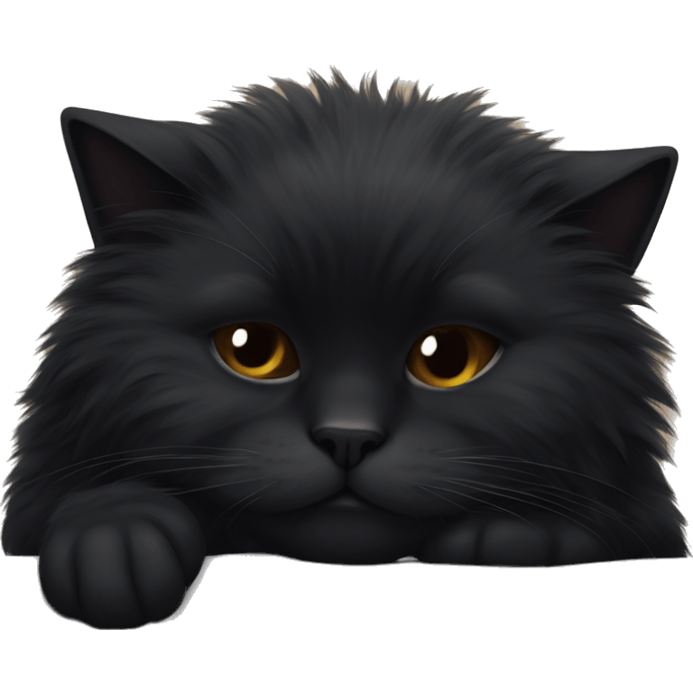 Black fluffy cat sleeping  emoji