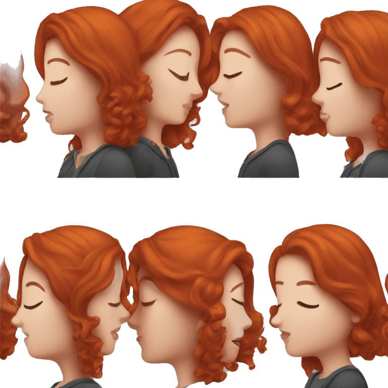 2 women with red hair kissing emoji