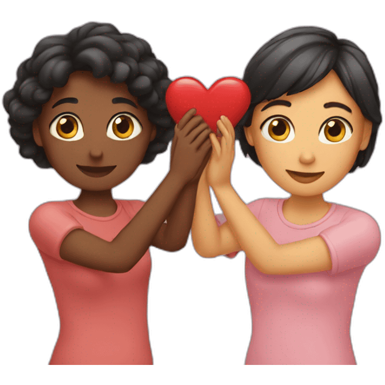 Two friends making heart with her hands  emoji