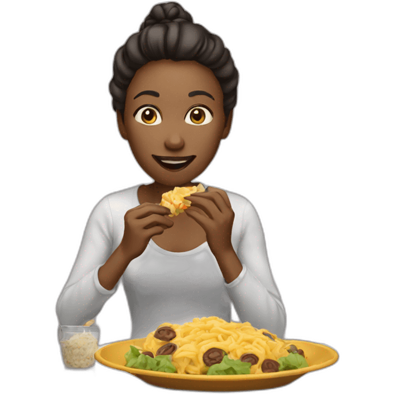 Woman eating emoji