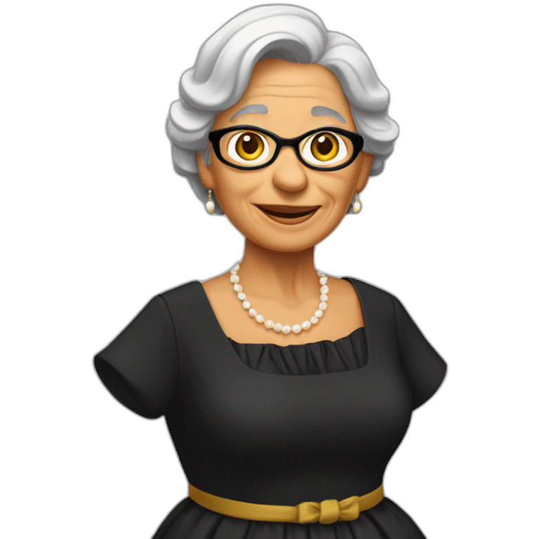 Mujer vieja vestido negro emoji