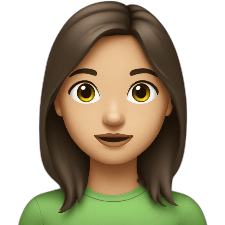 Fille brune yeux vert emoji