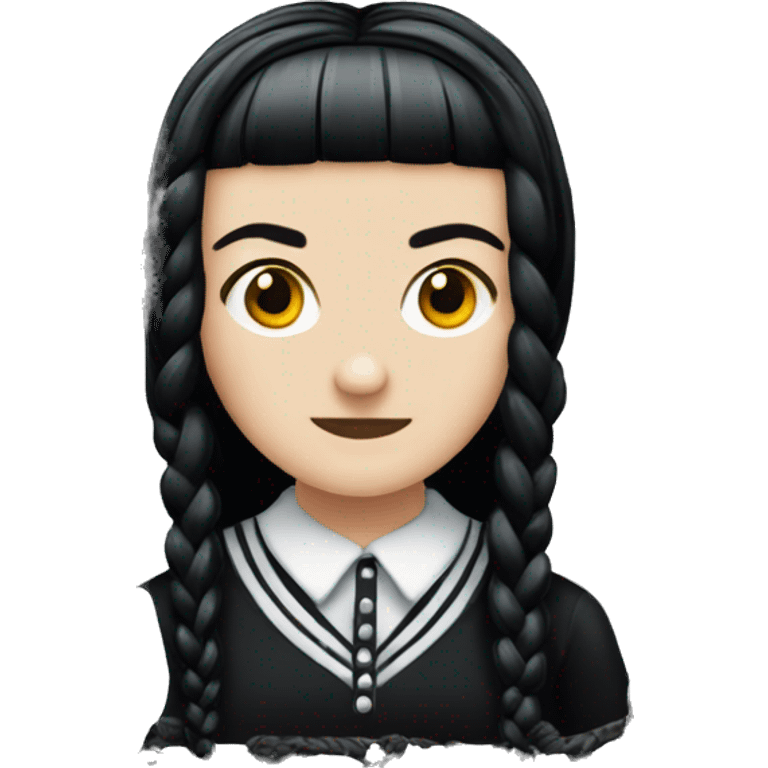 Wednesday Addams braids and fringes emoji set emoji