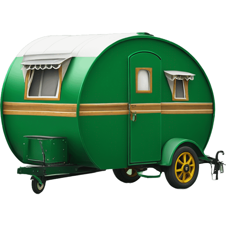 Realistic emerald green vintage round gypsy caravan wagon camper emoji