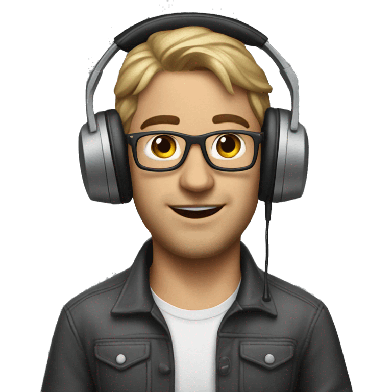 realistic sound engineer with mixer, headphones emoji