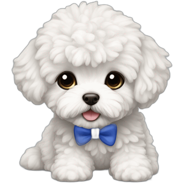 white maltipoo with dark blue slipper emoji