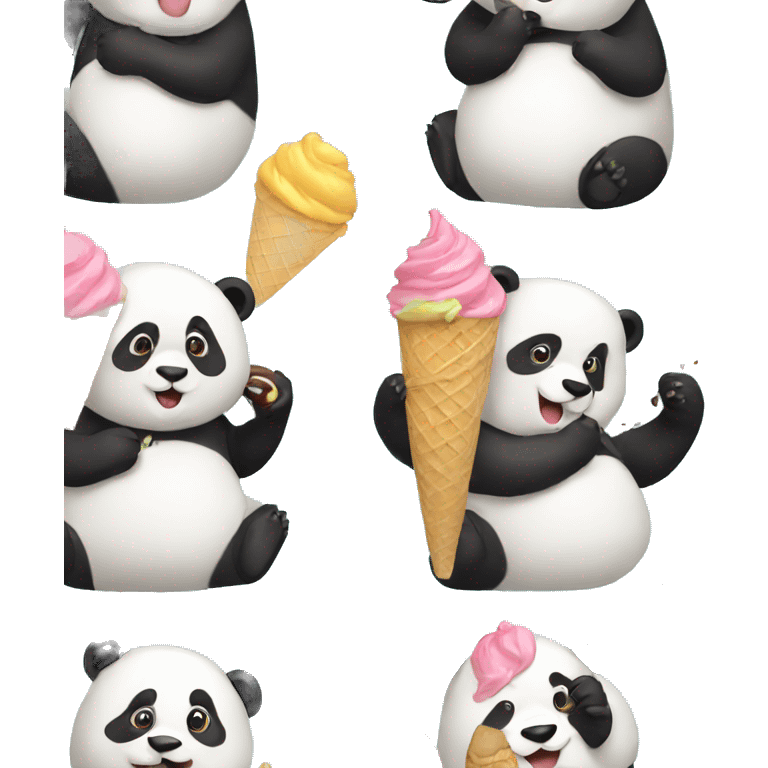 Panda eating ice cream emoji