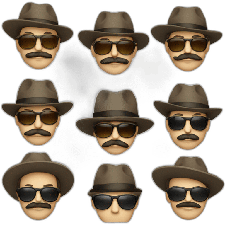 A man with a mustache, beard, sunglasses and a hat emoji