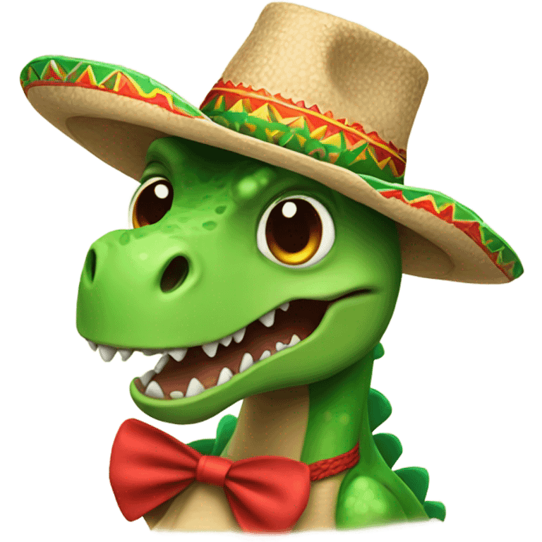 Dinosaur wearing a Mexican hat emoji