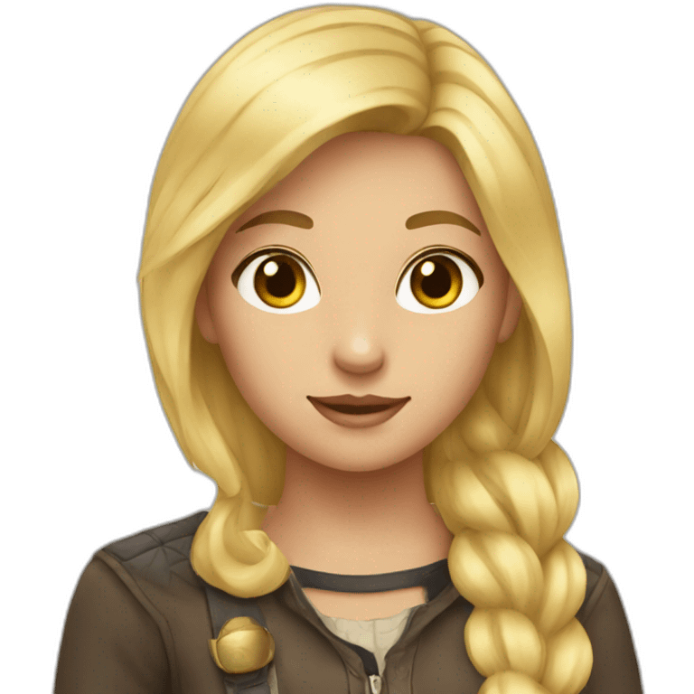 Girl with blonde hear on the horse emoji