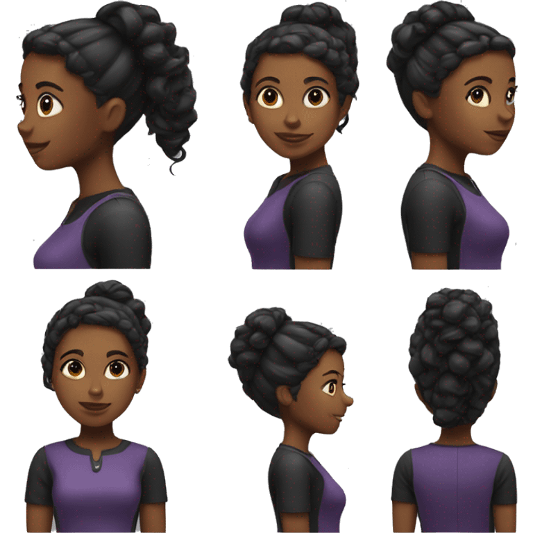 A black girl with a cut half up half down hair style emoji