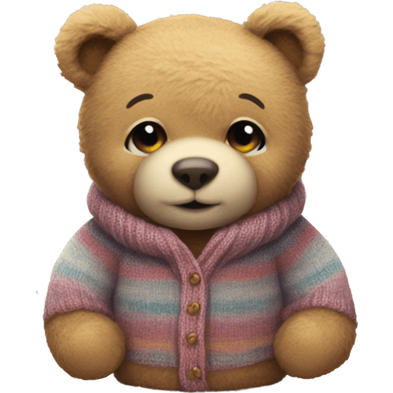 Original teddy bear super cute with cozy sweater emoji